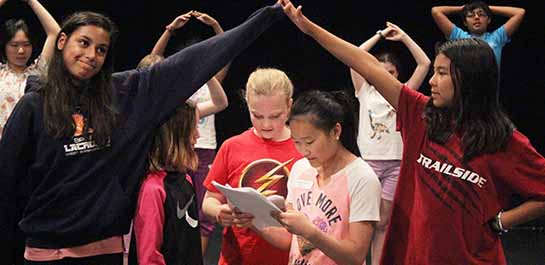 Students rehearsing at acting camp