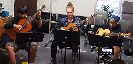 Guitar students at summer camp