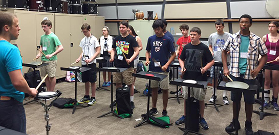 Students rehearsing at Percussion summer camp