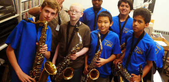 Saxophone students playing
