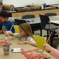 Art Class students painting and drawing