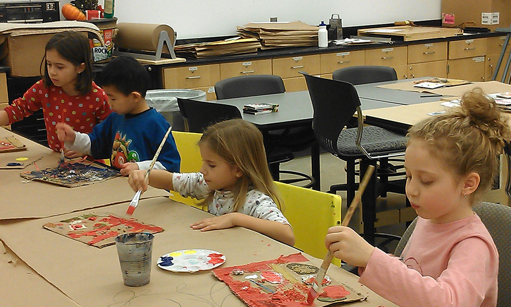 Art Class students painting and drawing