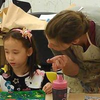 Young child in art class