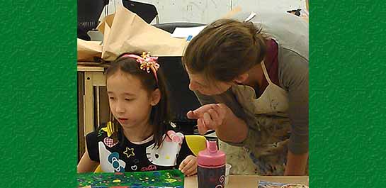 Young child in art class
