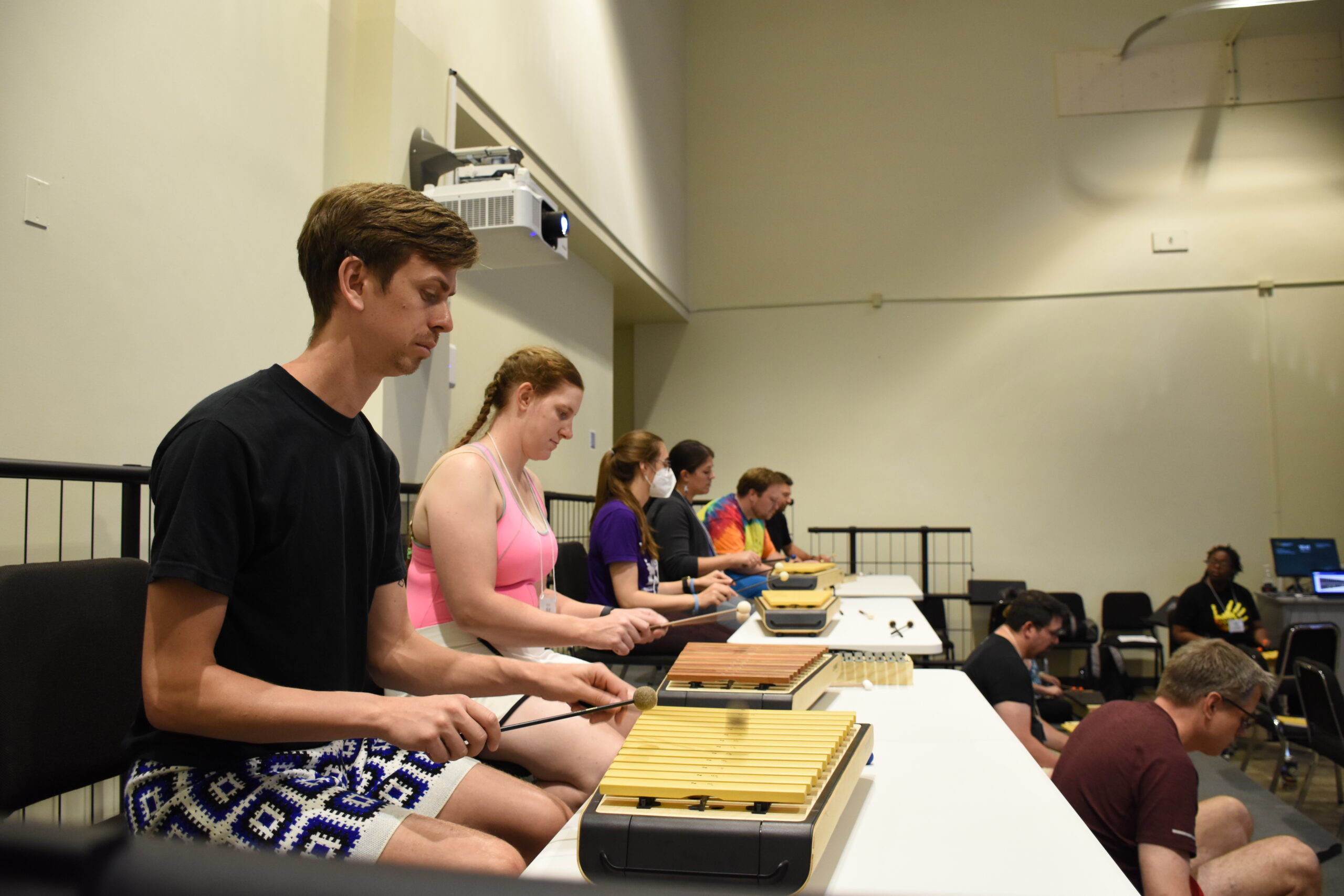 student's playing the xylophones