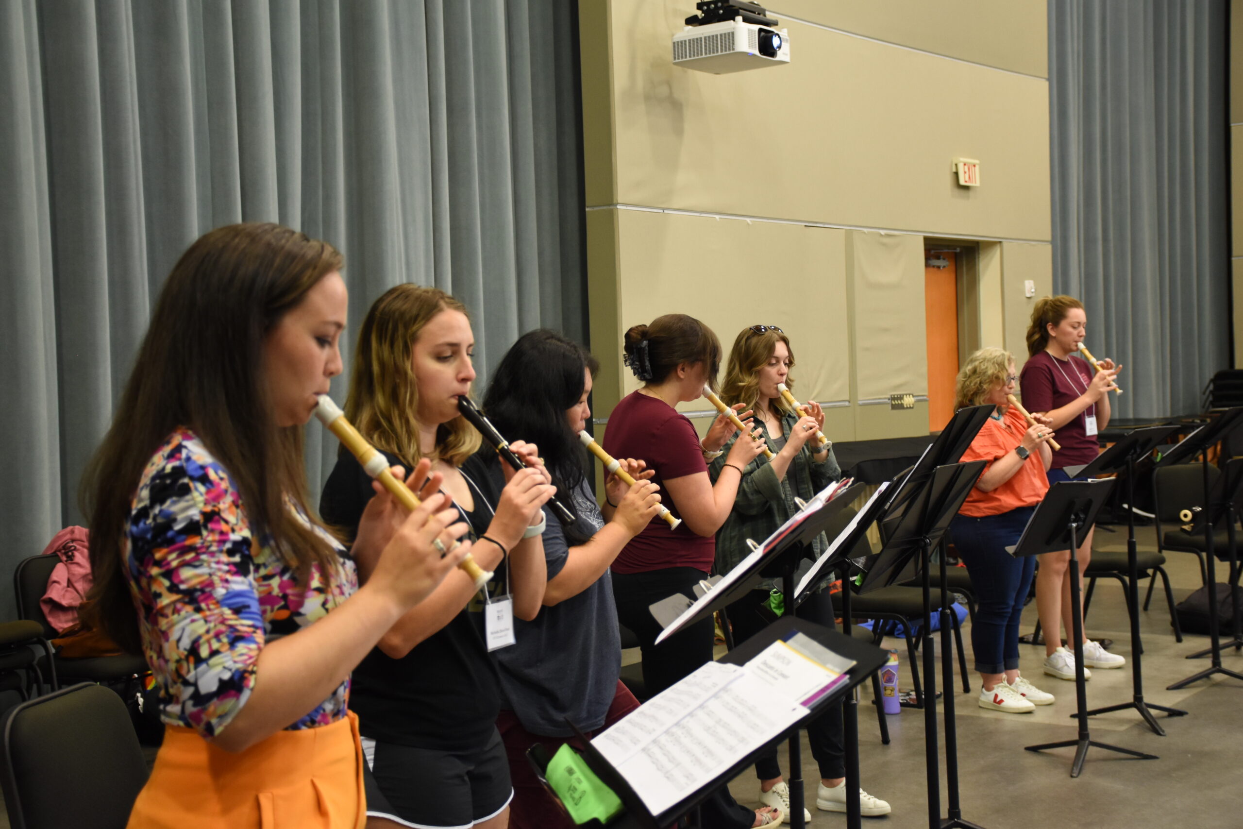 student's playing the flute