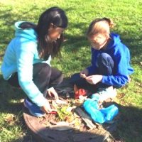 Kids creating eco art