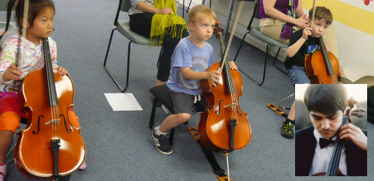 Introductory cello class for young kids
