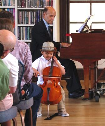 Cello student performing