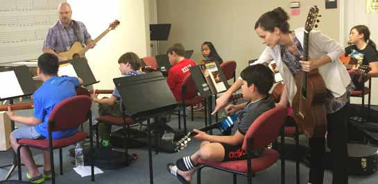 Students at summer guitar camp