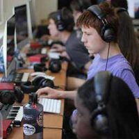 Students at summer music recording camp