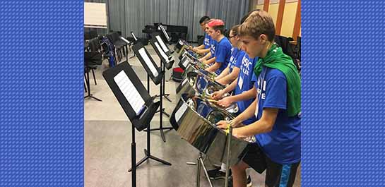 Students practicing at summer percussion camp