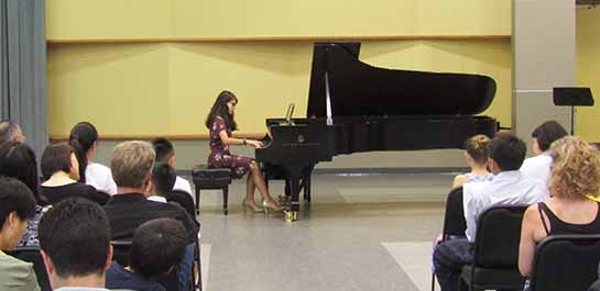 Student performing at summer piano camp