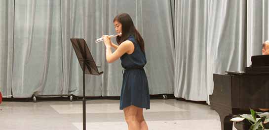Flute student performing