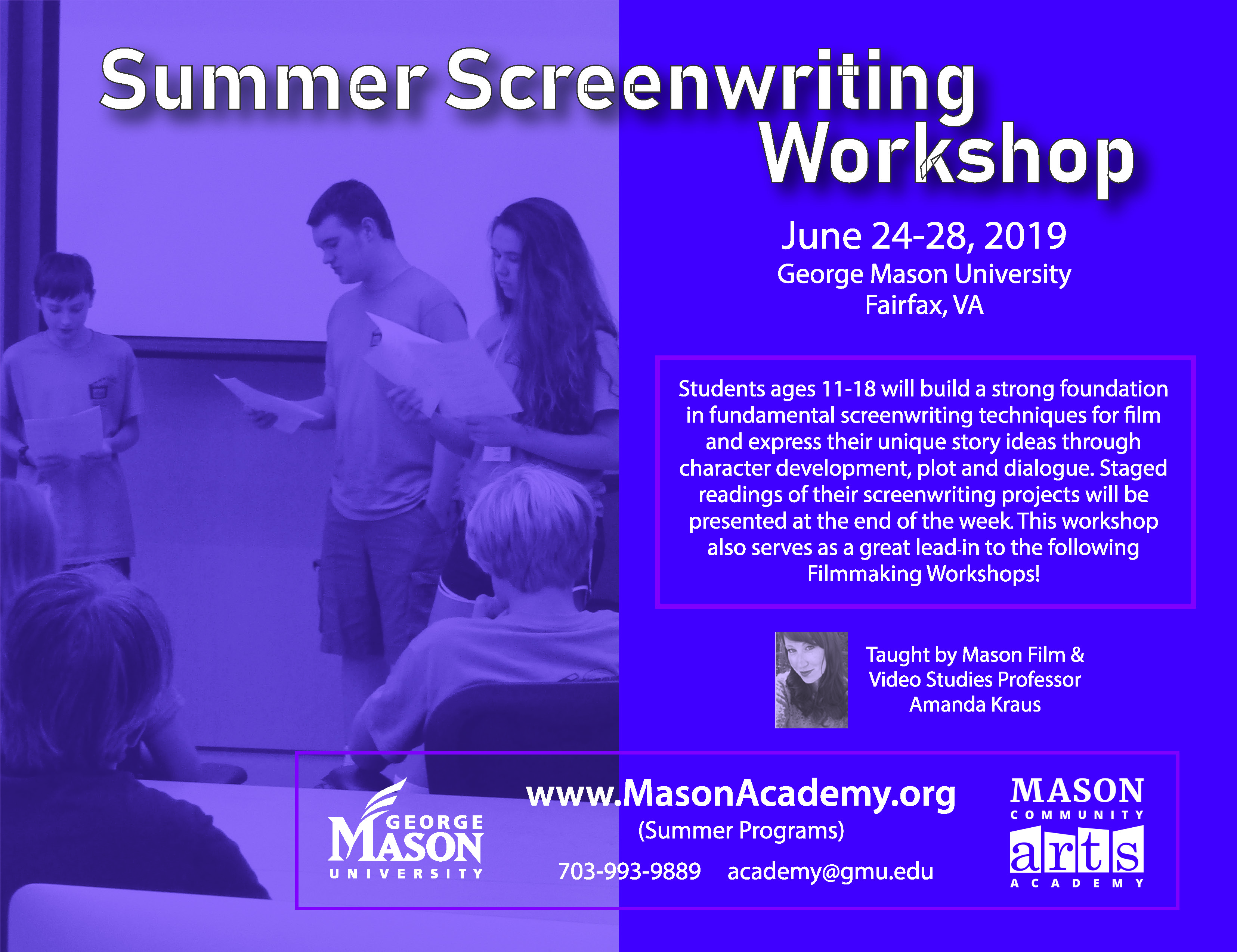 Summer Screenwriting Workshop 2019 Flier