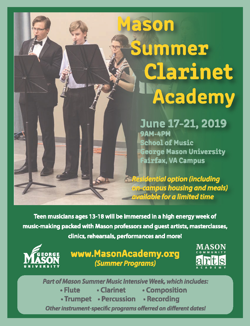 Summer clarinet camp 2019 flier