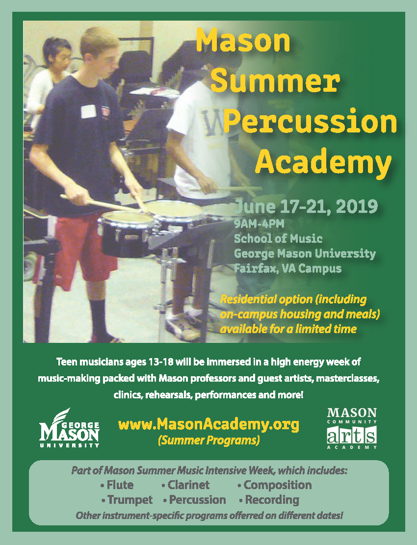 Mason Summer Percussion Academy 2019 Flier