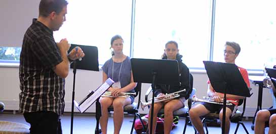 Students learning at summer trumpet camp