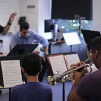 Student rehearsing at summer trumpet camp