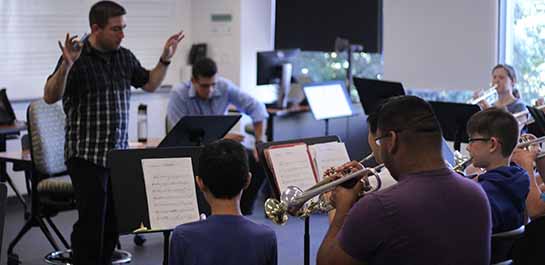 Student rehearsing at summer trumpet camp