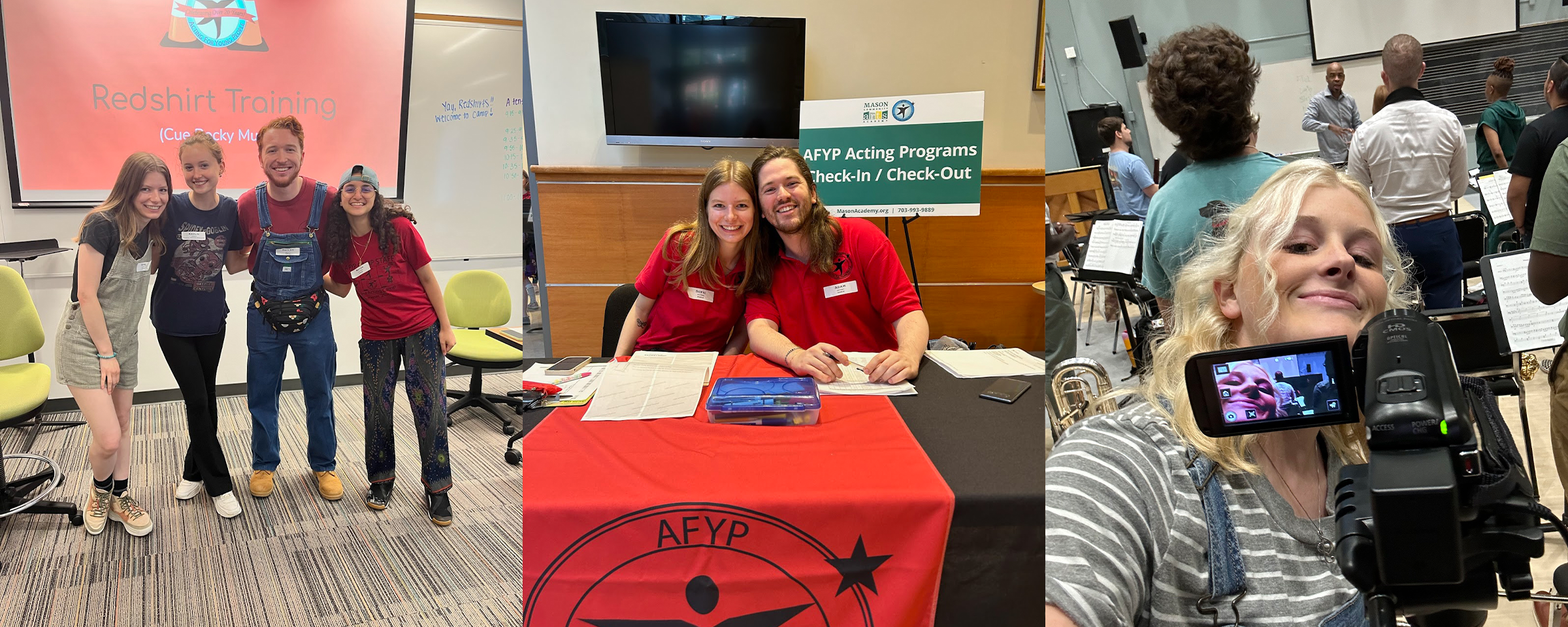 A collage of photos with interns smiling at the camera