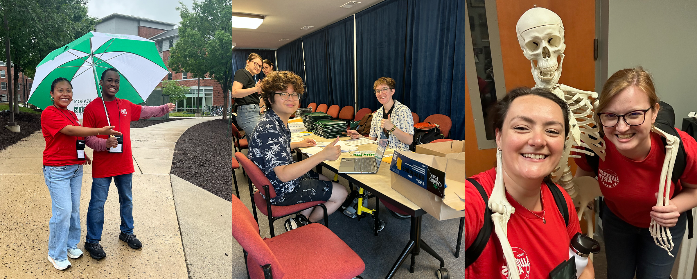 A collage of photos with interns smiling at the camera