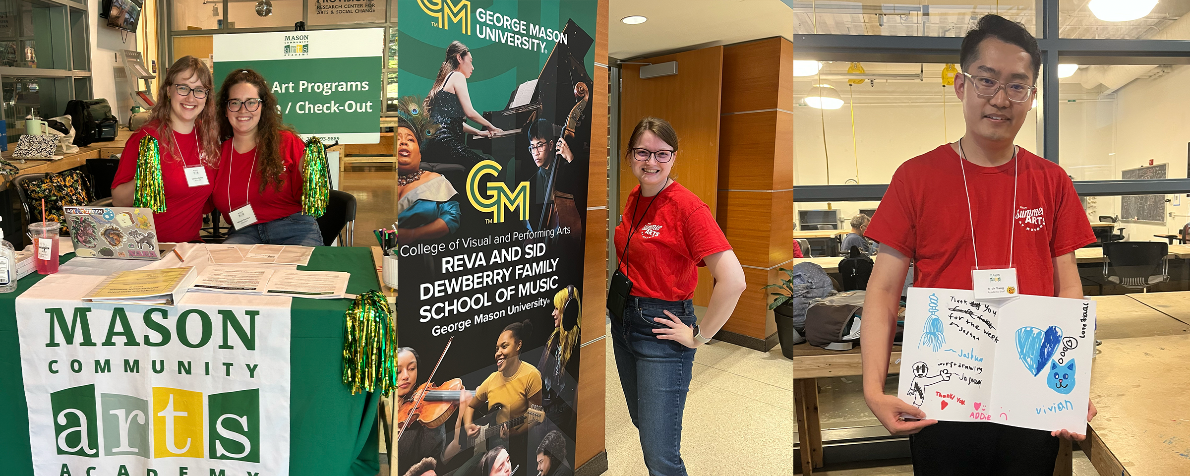 A collage of photos with interns smiling at the camera